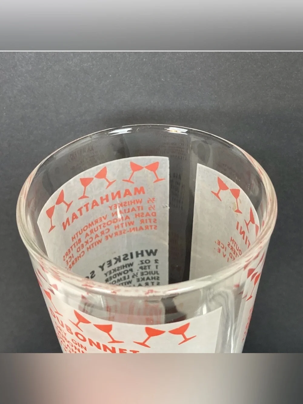 Vintage Glass Mid Century Martini Cocktail Lidded Shaker with Drink Recipes